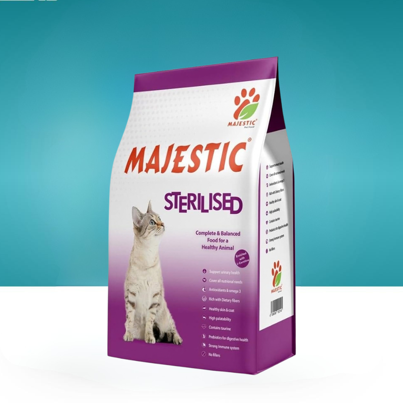 ماجستيك طعام جاف للقطط المعقمة – دعم المسالك البولية والتحكم بالوزن | Majestic Sterilised